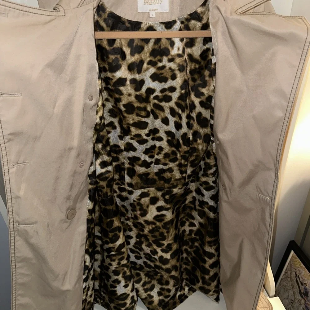 Laundry by Shelli Segal Women's Trench Coat Belted Leopard Small Beige - Picture 2 of 8